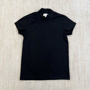 NWOT Bohme Mock Neck Black Short Sleeve Cotton Shirt Top XS